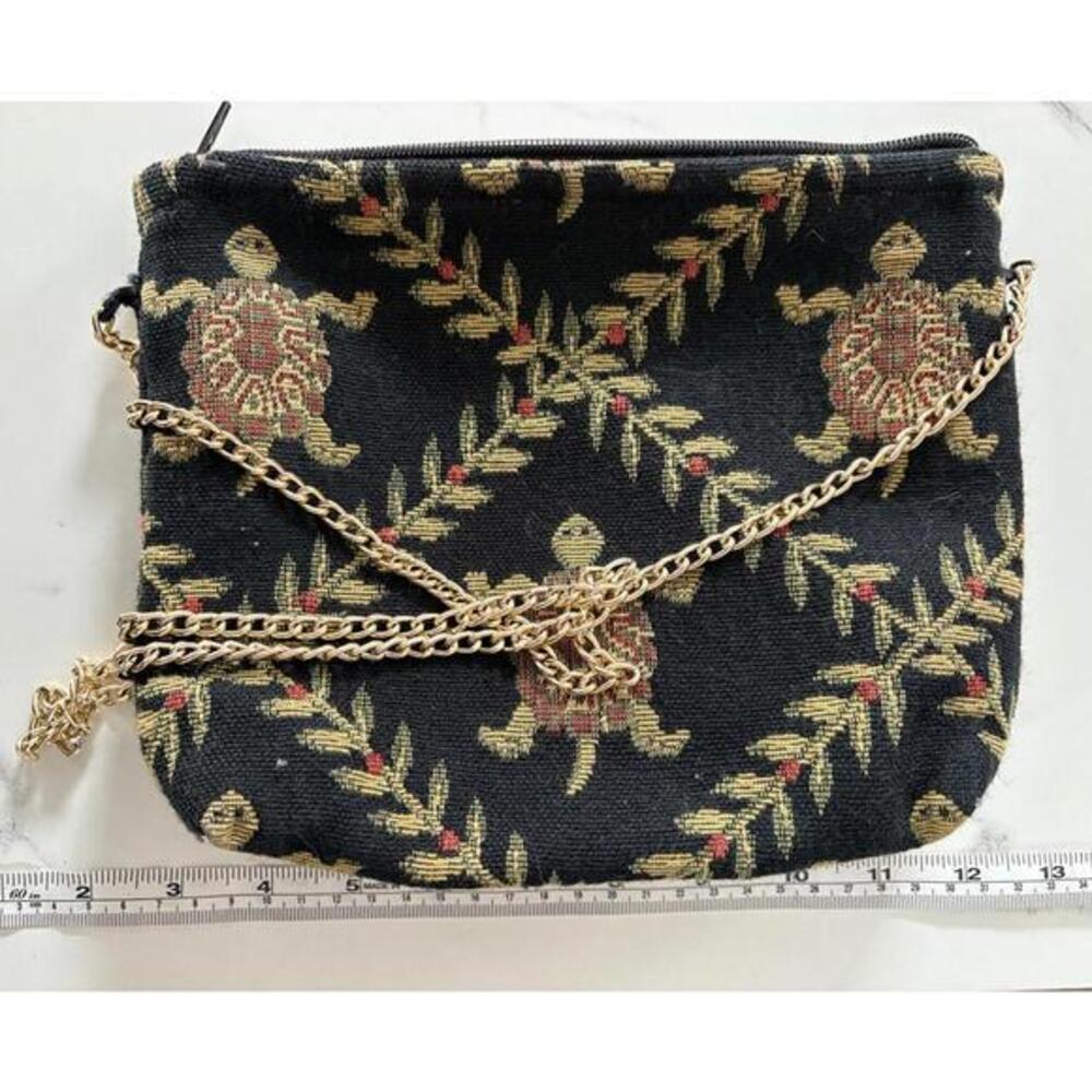 Vintage Woven Turtle Shoulder Bag Gold Chain
